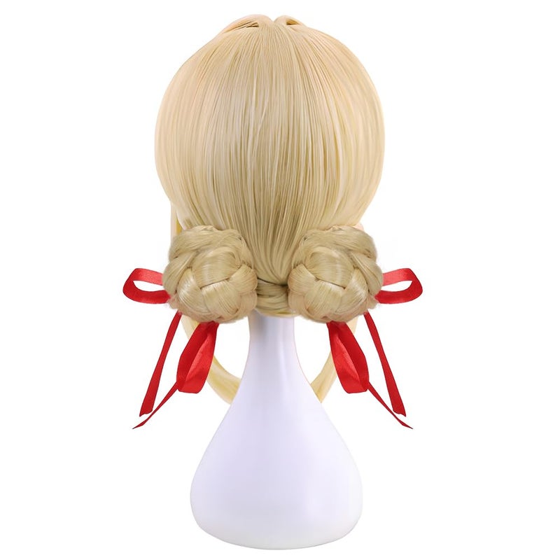 C-ZOFEK Women's Role Cosplay Wig Braid Buns Golden Costume Hair (Golden) - Image 4